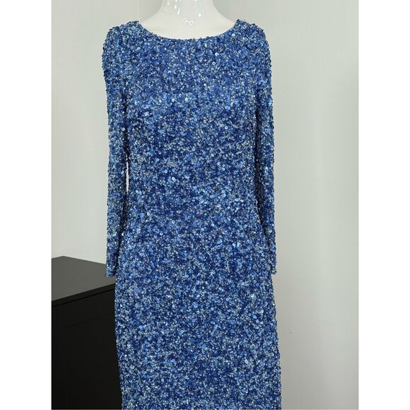 THEIA Three-Quarter Sleeve Sequin Sheath Gown US Size 6 $1400 - Picture 8 of 15